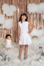 Vestido em Laise Bordada com Strass - Menina e Boneca