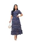 Vestido em Lese de Algodao Bordado Moda Evangelica Cor:MarinhoTamanho:GG Vestido em Lese de Algodao Bordado Moda Evangelica Cor:MarinhoTamanho:GG