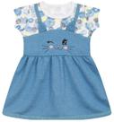 Vestido em M/ Malha e Moletinho Jardineira
