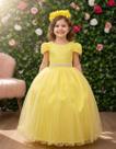 Vestido Enjoy Longo Laura Amarelo Rendado daminhas florista