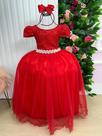 Vestido Enjoy Longo Laura Vermelho Peito Rendado
