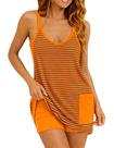 Vestido esportivo feminino IQSQSQ sem mangas com shorts e bolsos