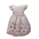Vestido estampa flores com pérolas