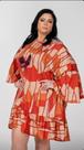 Vestido estampado babado com colar