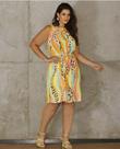 Vestido Estampado c/ Decote Alto