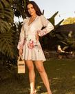 Vestido estampado c/ detalhes + cinto