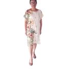 Vestido Estampado Feminino Manga Curta Soltinho Evangelico Bege GG