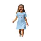 Vestido estampado menina com linha gatinho, mistura poliéster confortável, elástico e confortável