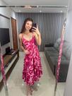 Vestido estampado midi cor rosa