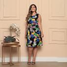 Vestido Estampado Plus Size Regata Com Cordinha Moda Premium Estampa Sortida