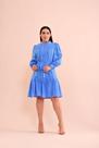 Vestido Ester Azul Céu e Rosa Pêssego - Raquel Fernanda Vestido Ester Azul Céu e Rosa Pêssego - Raquel Fernanda