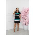 Vestido Evangélico Feminino Midi Náutico Listrado Elegante com Viscolycra