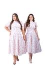 Vestido Evangelico Midi Floral Estampado Gode Elegante Vestido Evangelico Midi Floral Estampado Gode Elegante