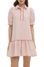Vestido EZAPINE listrado para mulheres com gola curta e manga folhada