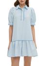 Vestido EZAPINE listrado para mulheres com gola e manga curta azul