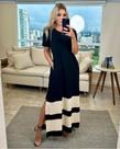 Vestido Faixa Com Bolso e Fenda Lateral Moda Femenina Vestido Faixa Com Bolso e Fenda Lateral Moda Femenina