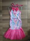 Vestido Fantasia Infantil Halloween Carnaval Sereia Verde e Rosa Vestido Fantasia Infantil Halloween Carnaval Sereia Verde e Rosa