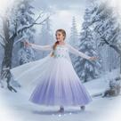 Vestido Fantasia Princesa Infantil Rainha Gelo Elsa Frozen 2