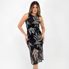 Vestido Fato Básico Midi Estampado em Tule Feminino Vestido Fato Básico Midi Estampado em Tule Feminino