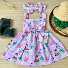 Vestido Fazendinha Rosa Lili + faixinha de cabelo