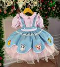 Vestido Fazendinha Salopete Jeans Rosa Tematicos Kids