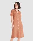 Vestido Feminino Aberto com Estampa de Bolinhas Macio Terracota Lohe