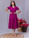 Vestido Feminino Acinturado Mangas Curta Princesa Tecido Malha Lese Forrado Moda Evangélica Vestido Madrinha Casamento V