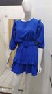 Vestido feminino azul marinho de manguinha longa e amarração na lateral -Tamanho M