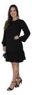 Vestido feminino babado manga longa com botões