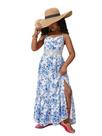 Vestido feminino BEAUDRM com estampa tropical Cami Maxi azul/branco 9Y Vestido feminino BEAUDRM com estampa tropical Cami Maxi azul/branco 9Y