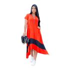 Vestido Feminino Bicolor Moda Feminina Bolso Max Manga Curta 38 a 50 Moda Verão Lançamento Feminino Lindo