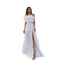 Vestido Feminino Casual Elegante Sem Mangas Com Fenda E Cintura Alta Em Cor Sólida Para Feriados Vestido Feminino Casual Elegante Sem Mangas Com Fenda E Cintura Alta Em Cor Sólida Para Feriados
