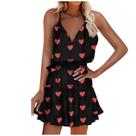 Vestido feminino casual estampado com decote em V sem mangas