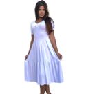 Vestido Feminino Casual Saia Duas Marias Mídi Com Decote Em V Vestido Feminino Casual Saia Duas Marias Mídi Com Decote Em V