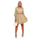 Vestido Feminino Chemise Camisa Manga Longa Linho Botões