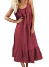 Vestido feminino chouyatou, algodão, linho, alça espaguete, vermelho