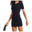 Vestido Feminino Colcci Sport Curto Slim Canelado Contrast