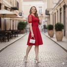 Vestido Feminino Com Cinto Midi Rodado Evangélico Social Godê Prinçesa