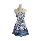 Vestido Feminino Com Estampa Floral E Decote Halter, Estilo Sexy E Fashion Para Férias, Fácil De
