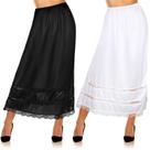 Vestido feminino com saia íntima comprida de renda acetinada Yahenda