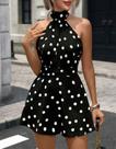 Vestido Feminino Curto Frente Única Rodado Poa Bolinha Casual Elegante Verâo