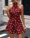 Vestido Feminino Curto Frente Única Rodado Poa Bolinha Casual Elegante Verâo