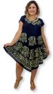 Vestido Feminino Curto Trapézio Manga Curta Bordado Plus Size 1605