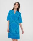 Vestido Feminino de Banho Aberto Felpudo Mosaico Turquesa Lohe