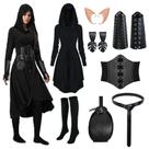 Vestido feminino de fada renascentista preto HODBLKT XS