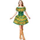Vestido Feminino de Festa Junina Caipira Adulta Xadrez de Luxo Rodado Com Espartilho