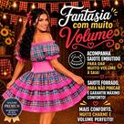 Vestido Feminino de Festa Junina Luxo Xadrez Super Rodado Acinturado Com Espartilho Tamanhos do 32 a 50
