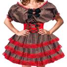 Vestido Feminino de Festa Junina Luxo Xadrez Super Rodado Acinturado Com Espartilho Tamanhos do 32 a 50