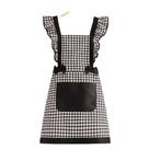 Vestido feminino de princesa avental com alças de babados preto