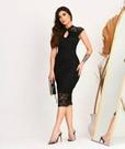 Vestido feminino de renda e tuli cor preto tam 40 ao 48